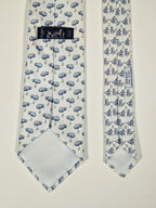 005415 Hermès tie blue whimsical cat and mouse pattern 5415 OA