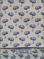 005415 Hermès tie blue whimsical cat and mouse pattern 5415 OA