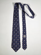005416 Hermès tie blue whimsical jockeys on elephants 5416 OA