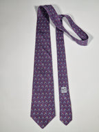 005440 Hermès tie purple whimsical jockey and giraf 5440 FA
