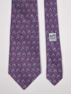 005440 Hermès tie purple whimsical jockey and giraf 5440 FA