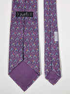 005440 Hermès tie purple whimsical jockey and giraf 5440 FA
