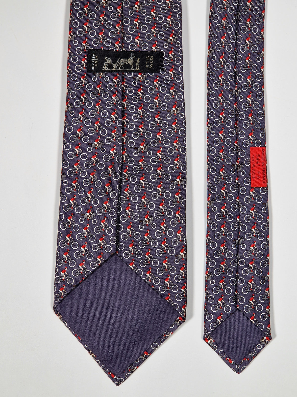 005441 Hermès tie grey whimsical cyclists 5441 FA with box