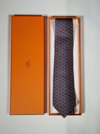 005441 Hermès tie grey whimsical cyclists 5441 FA with box
