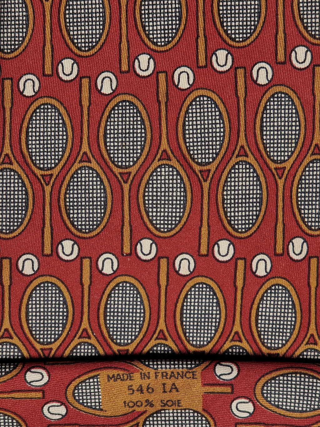 Hermès silk tie red tennis pattern 546 IA