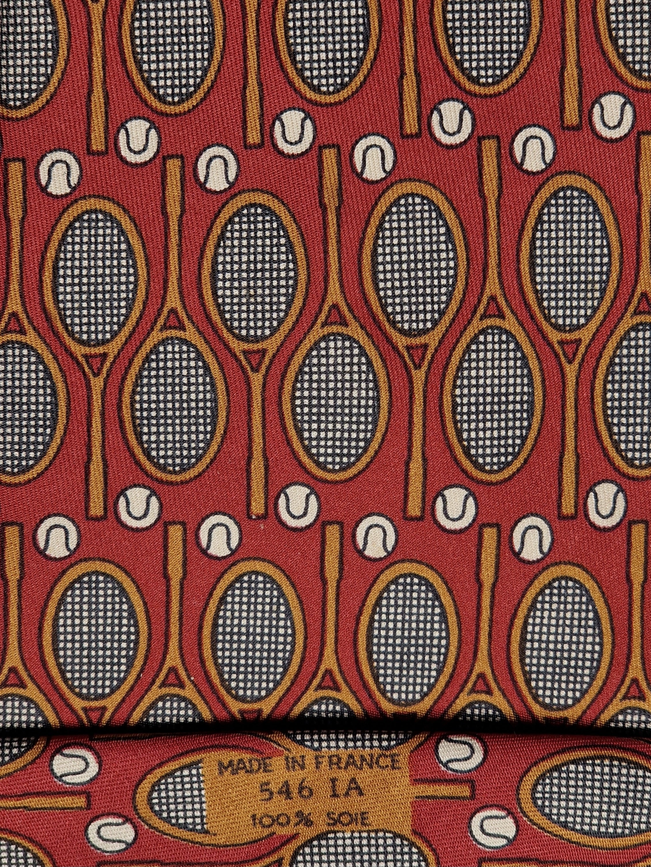 Hermès silk tie red tennis pattern 546 IA