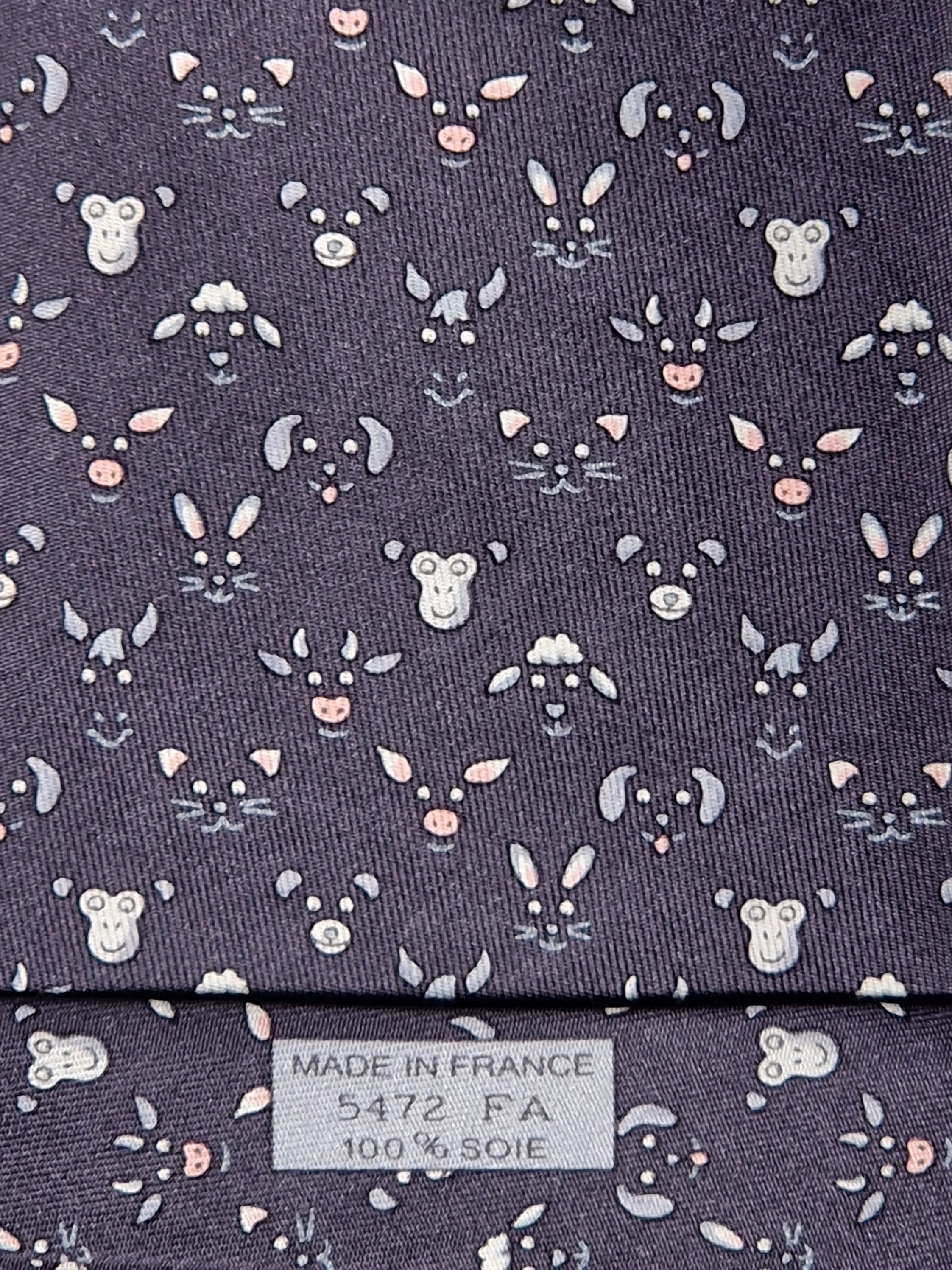 Hermés gray silk tie animals 5472 FA tie