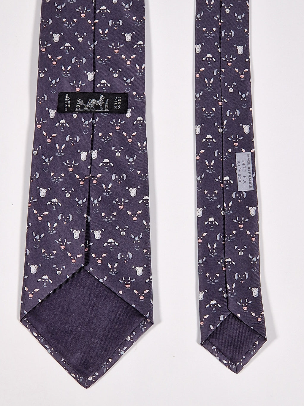 Hermés gray silk tie animals 5472 FA tie