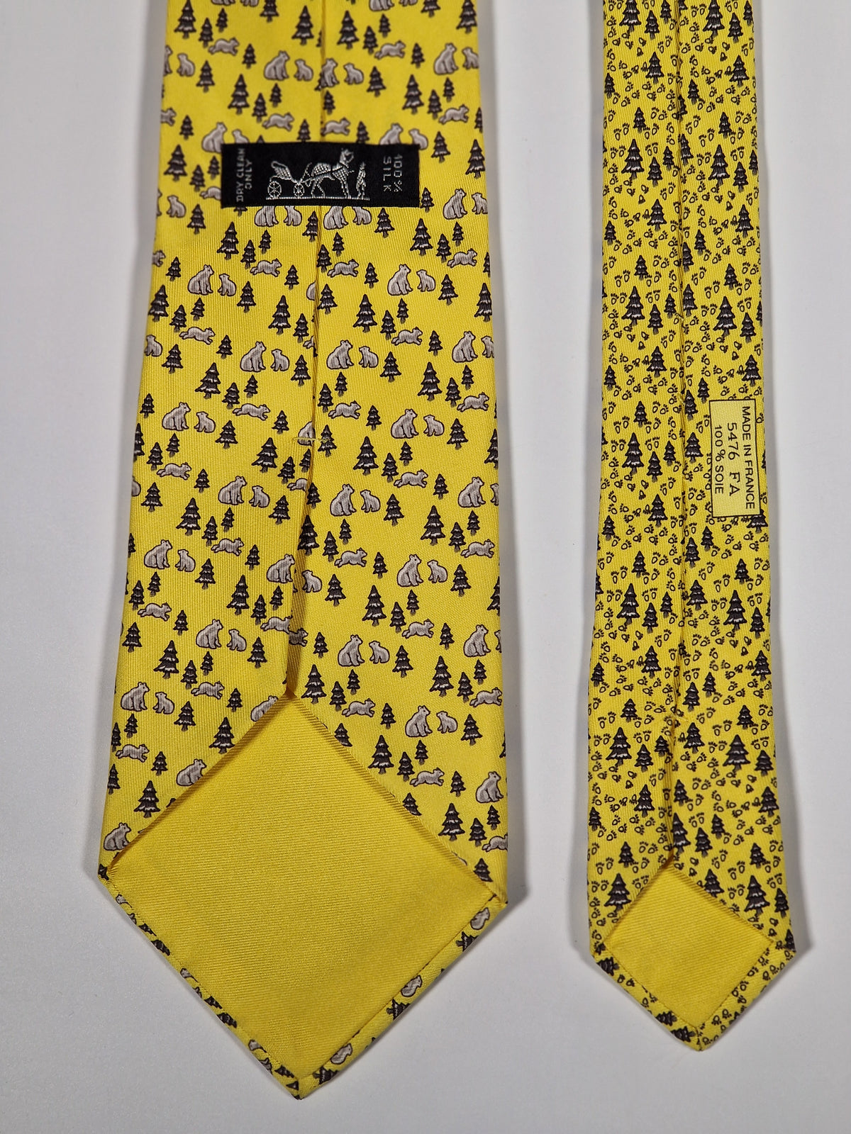 005476 Hermès tie yellow whimsical bear pattern 5476 FA