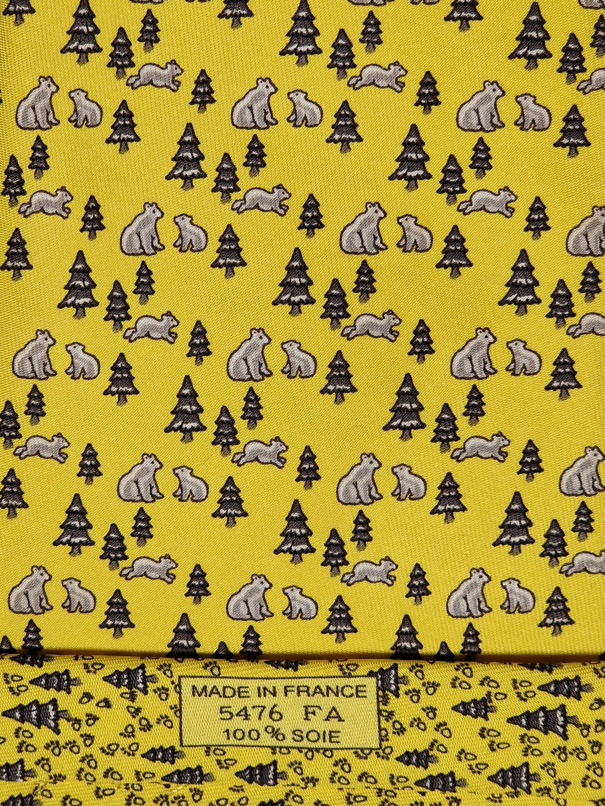 005476 Hermès tie yellow whimsical bear pattern 5476 FA