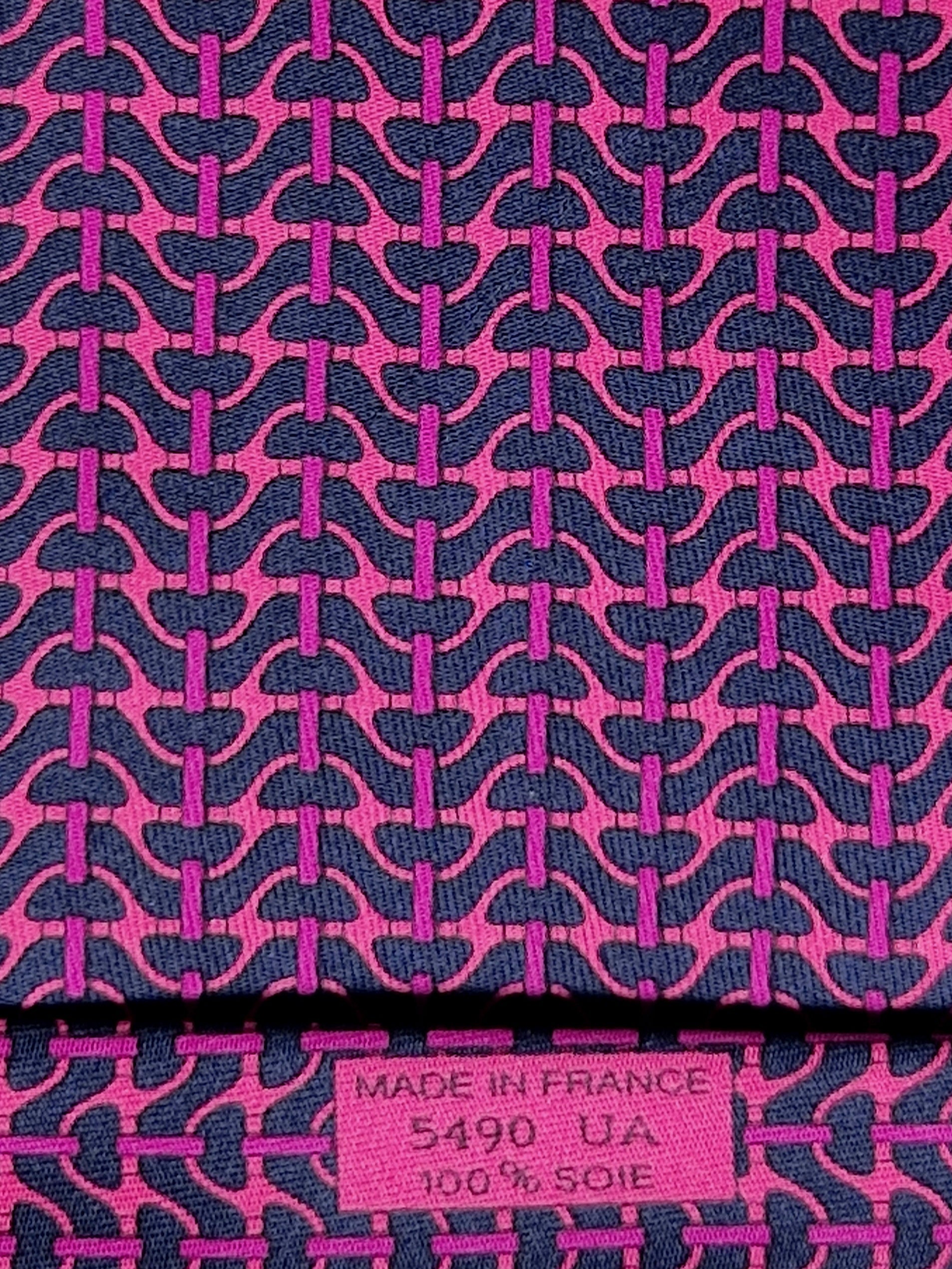 Hermés black and purple silk tie 5490 UA with box