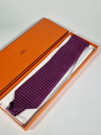 Hermés black and purple silk tie 5490 UA with box