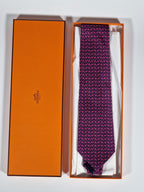 Hermés black and purple silk tie 5490 UA with box