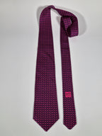 Hermés black and purple silk tie 5490 UA with box