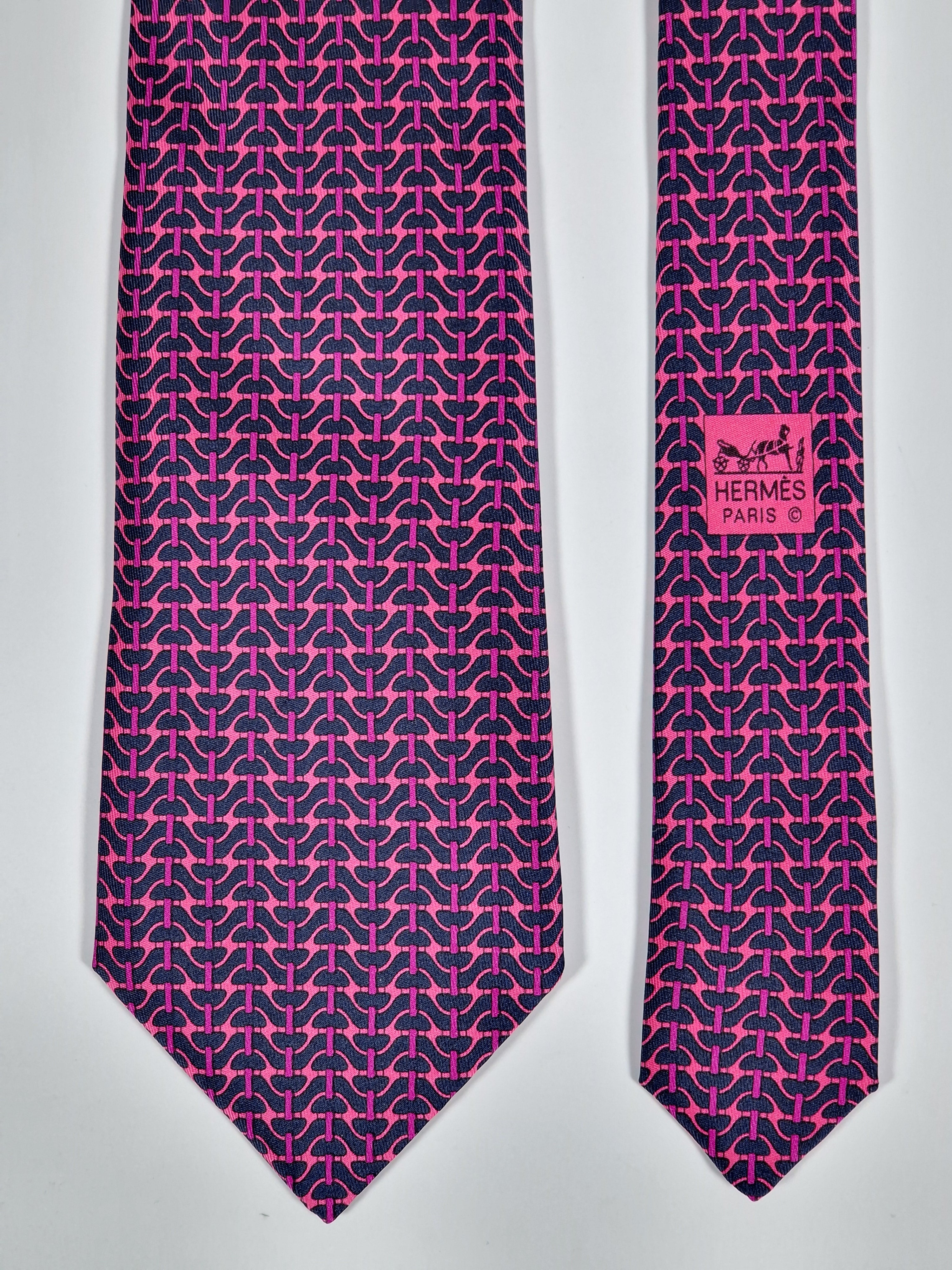 Hermés black and purple silk tie 5490 UA with box