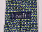 Hermès silk tie blue green equestrian pattern 5490 UA