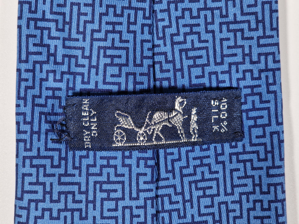 005502 Hermès tie blue maze pattern 5502 UA