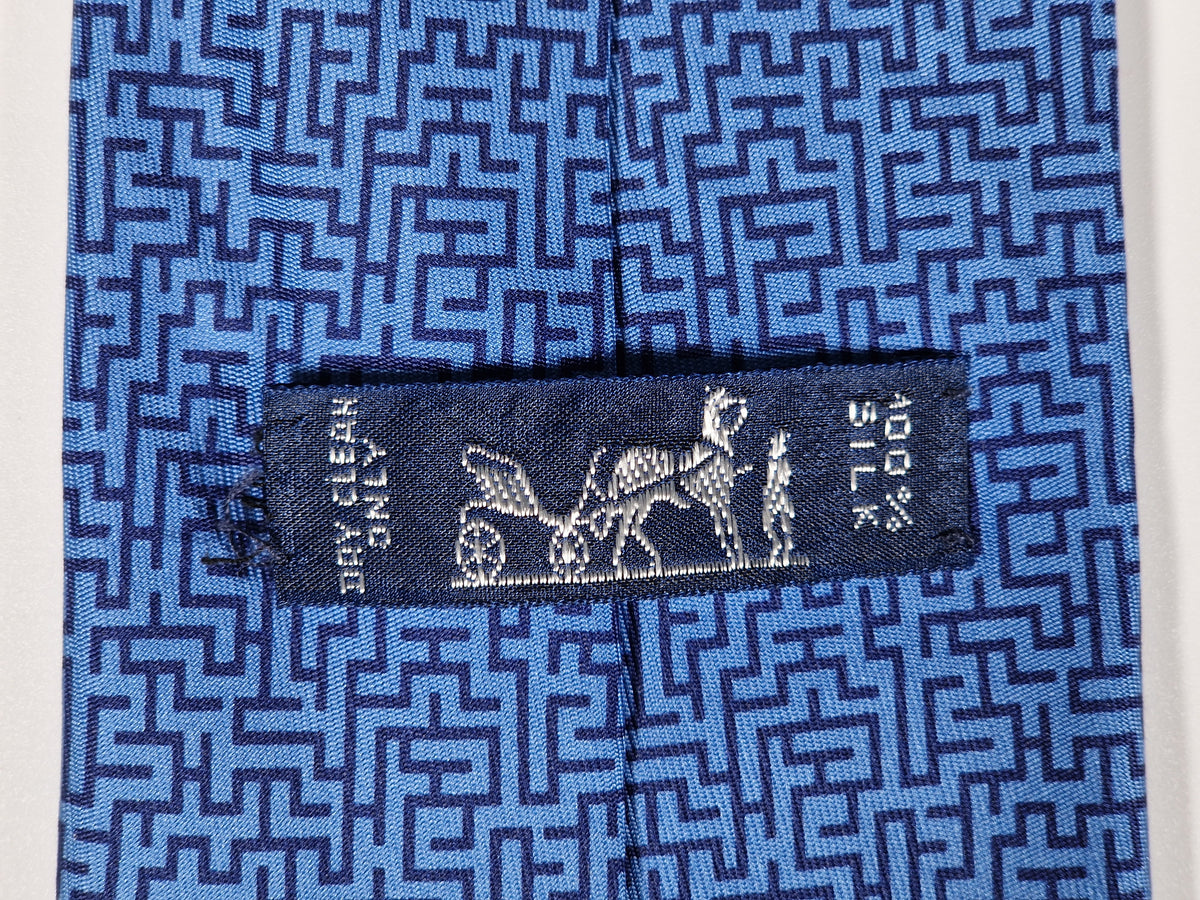 005502 Hermès tie blue maze pattern 5502 UA