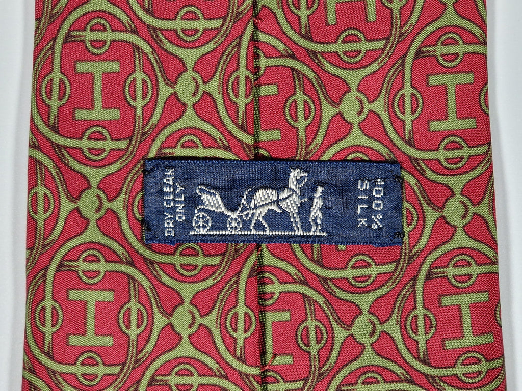Hermés wide vintage silk tie H pattern red 550 IA