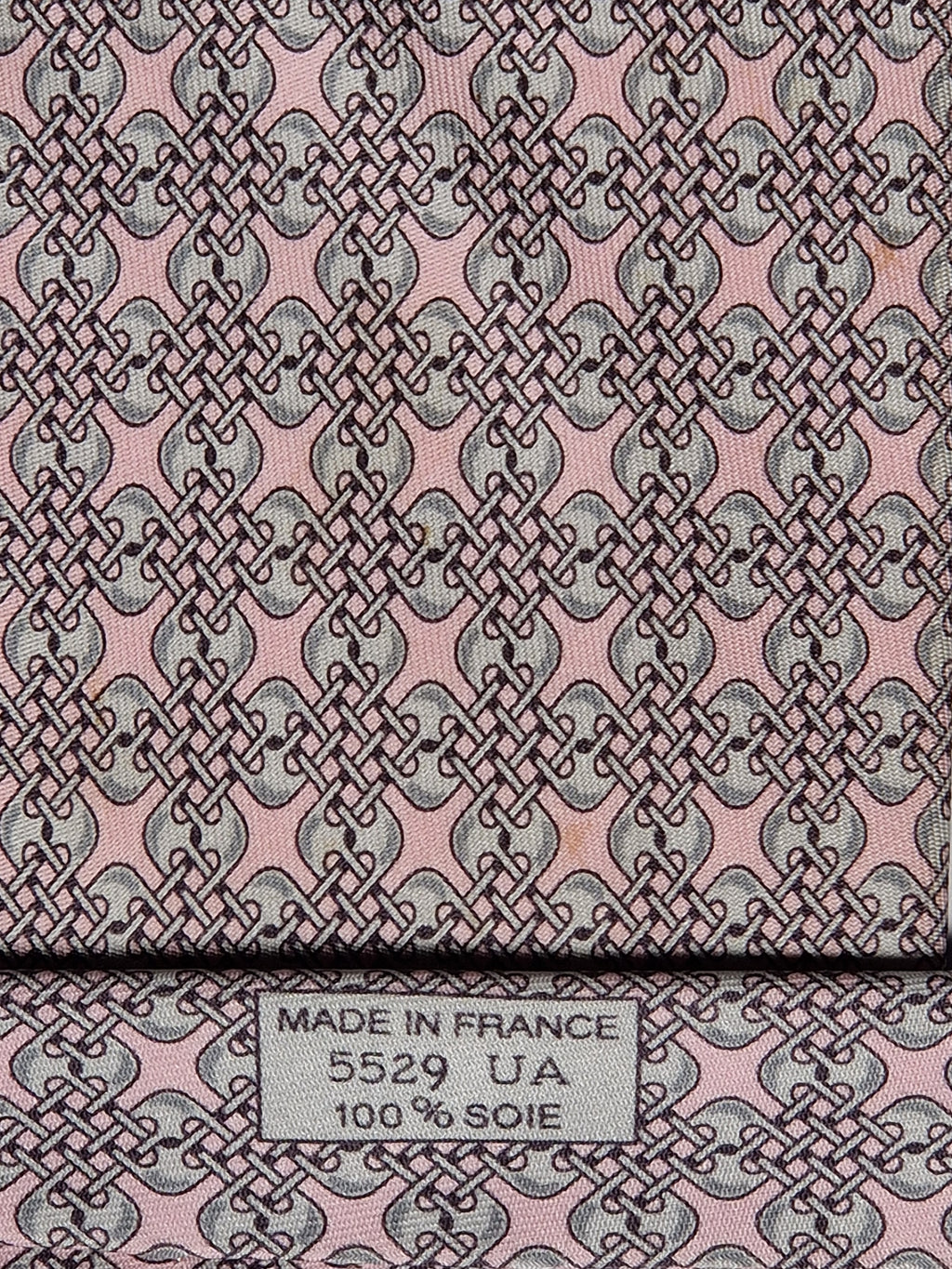 Hermès silk tie pink equestrian pattern 5529 UA