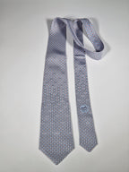 Hermès silk tie blue cat and mice whimsical pattern 5542 UA