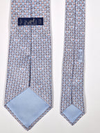 Hermès silk tie blue cat and mice whimsical pattern 5542 UA
