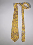 Hermès silk tie yellow sheep whimsical pattern 5563 MA