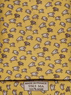 Hermès silk tie yellow sheep whimsical pattern 5563 MA
