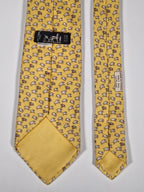Hermès silk tie yellow sheep whimsical pattern 5563 MA