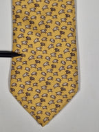Hermès silk tie yellow sheep whimsical pattern 5563 MA