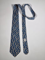 005574 Hermès tie blue playing puppet 5574 MA