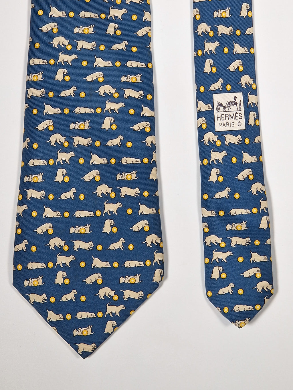 005574 Hermès tie blue playing puppet 5574 MA