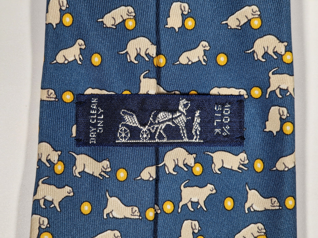 005574 Hermès tie blue playing puppet 5574 MA