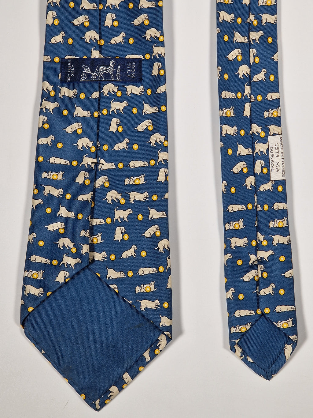 005574 Hermès tie blue playing puppet 5574 MA