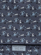 Hermès silk tie blue dragon and rabbit 5607 MA