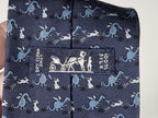 Hermès silk tie blue dragon and rabbit 5607 MA