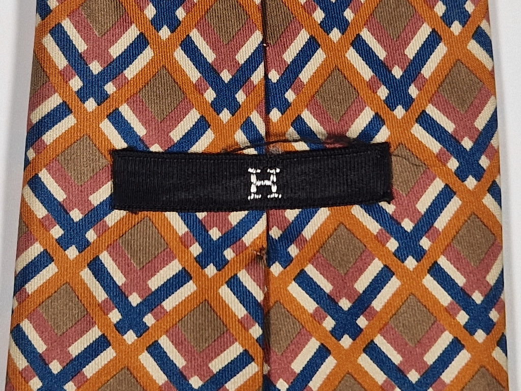 000561 Hermès tie brown chekerd pattern 561 SA