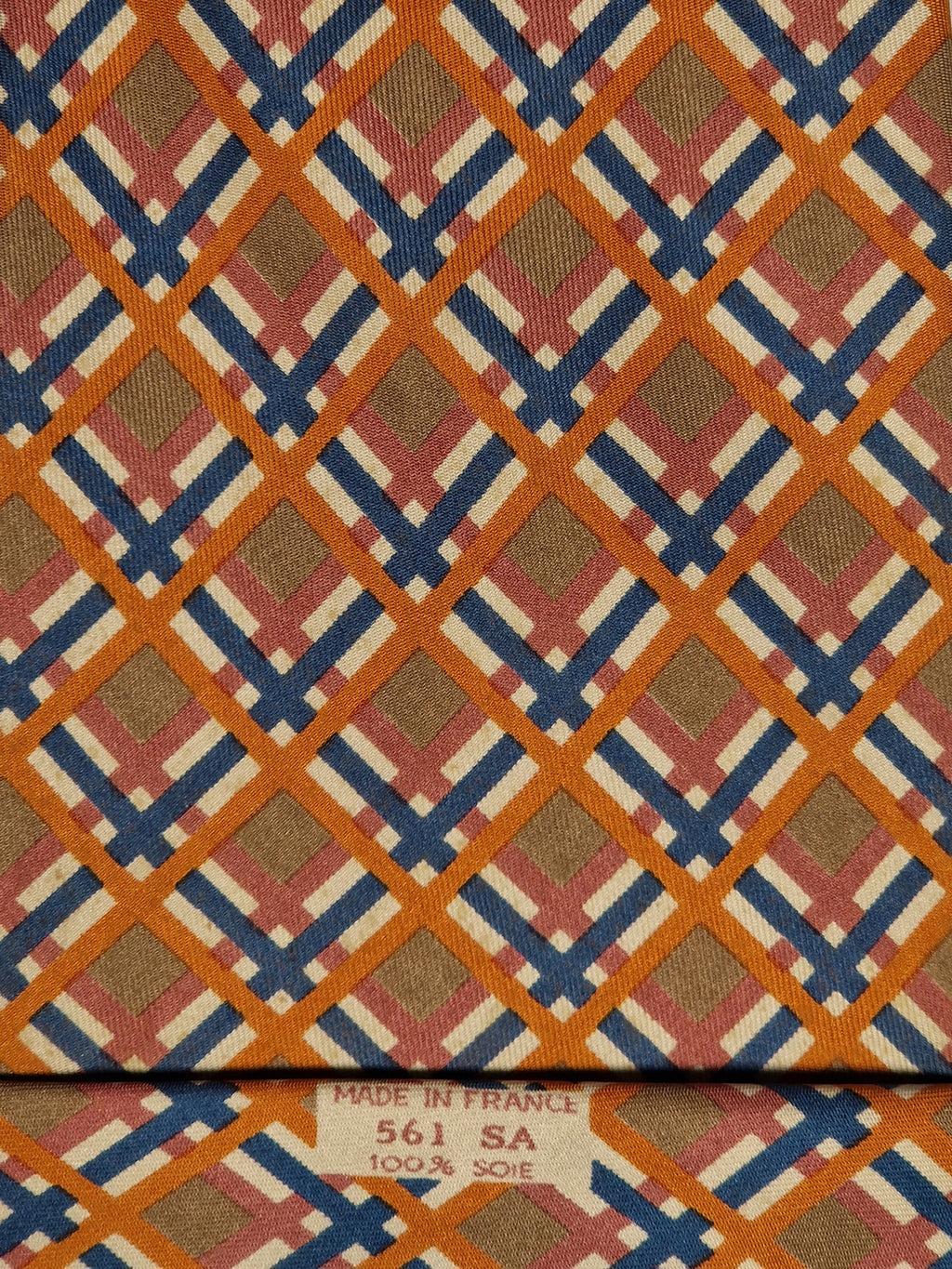 000561 Hermès tie brown chekerd pattern 561 SA