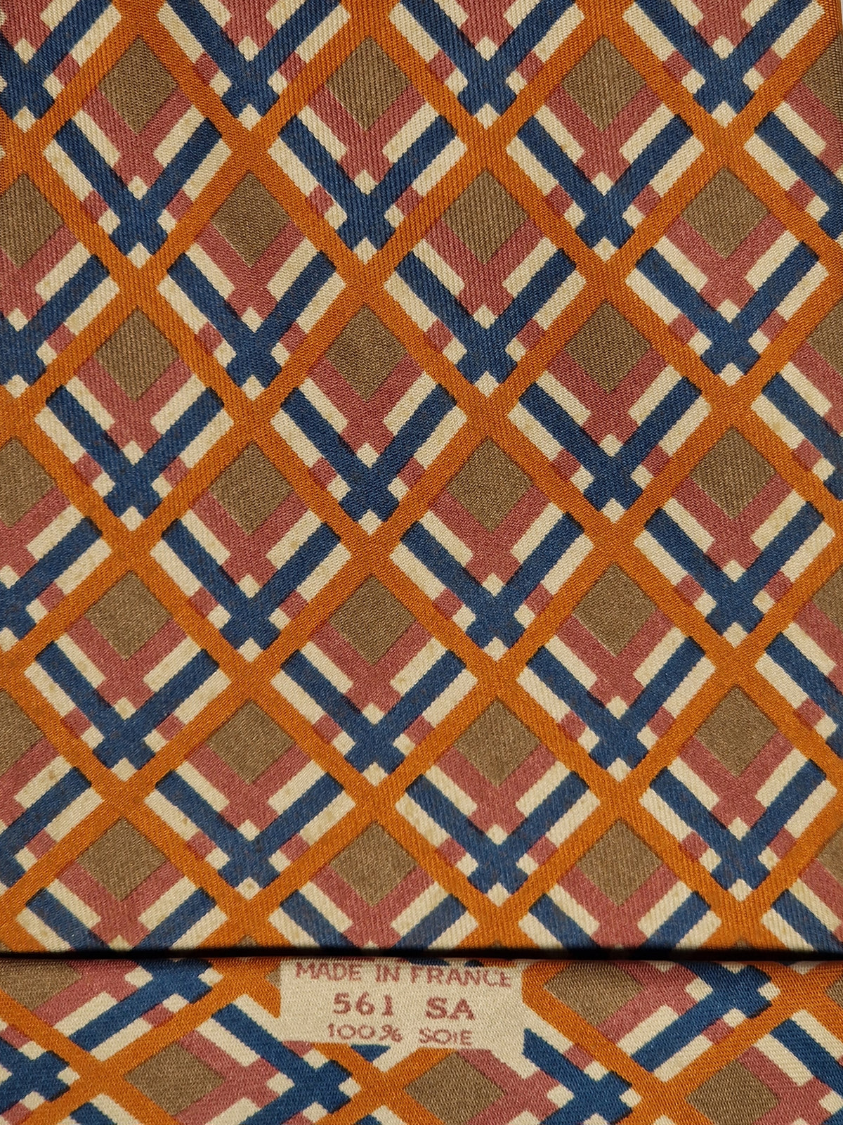 000561 Hermès tie brown chekerd pattern 561 SA