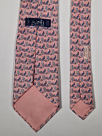 005634 Hermès tie pink whimsical seahorse and kangaroo 5634 EA