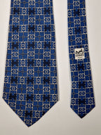 000582 Hermès tie blue H pattern 582 SA