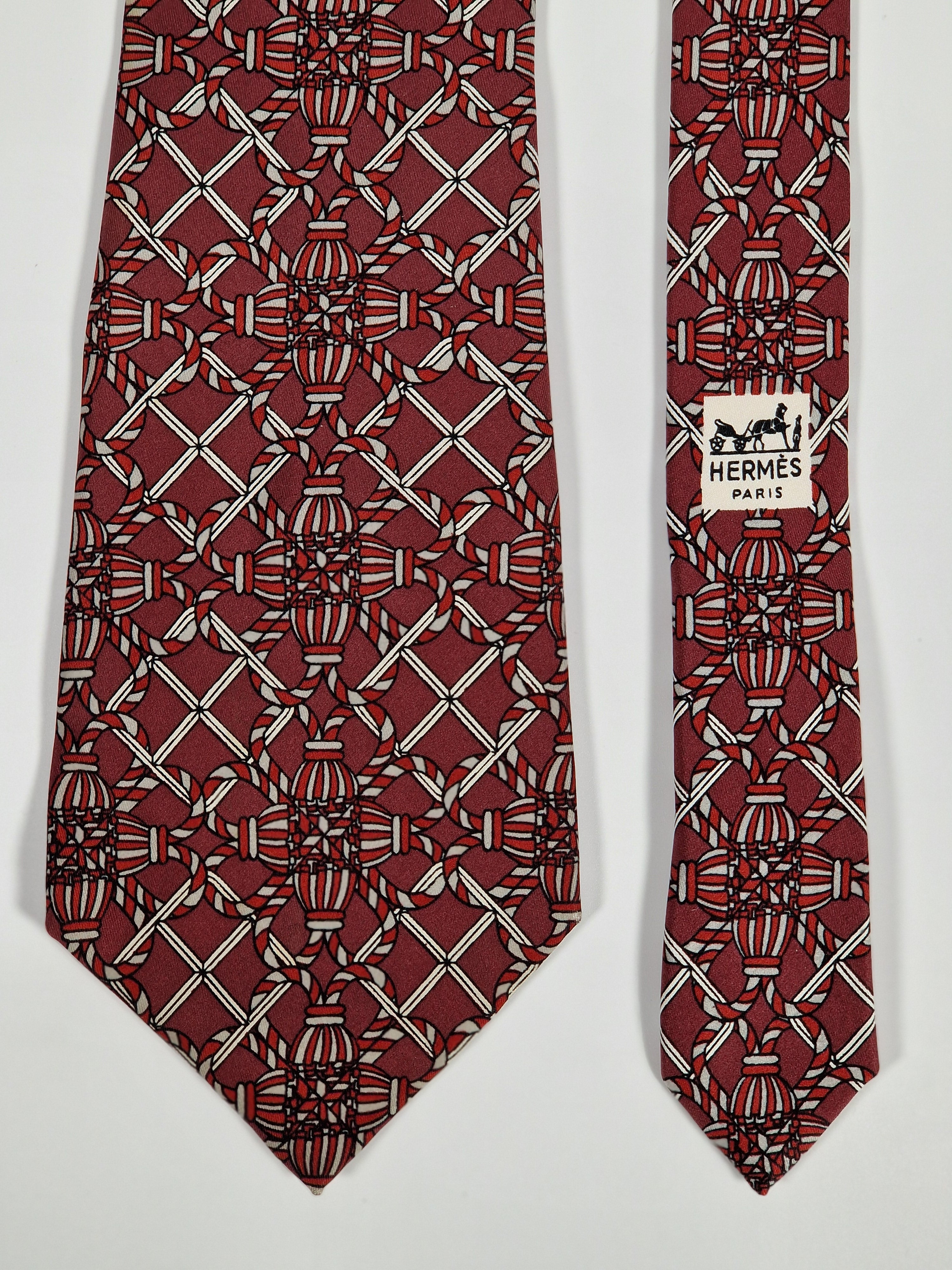 Hermés wide vintage silk tie red 590 SA