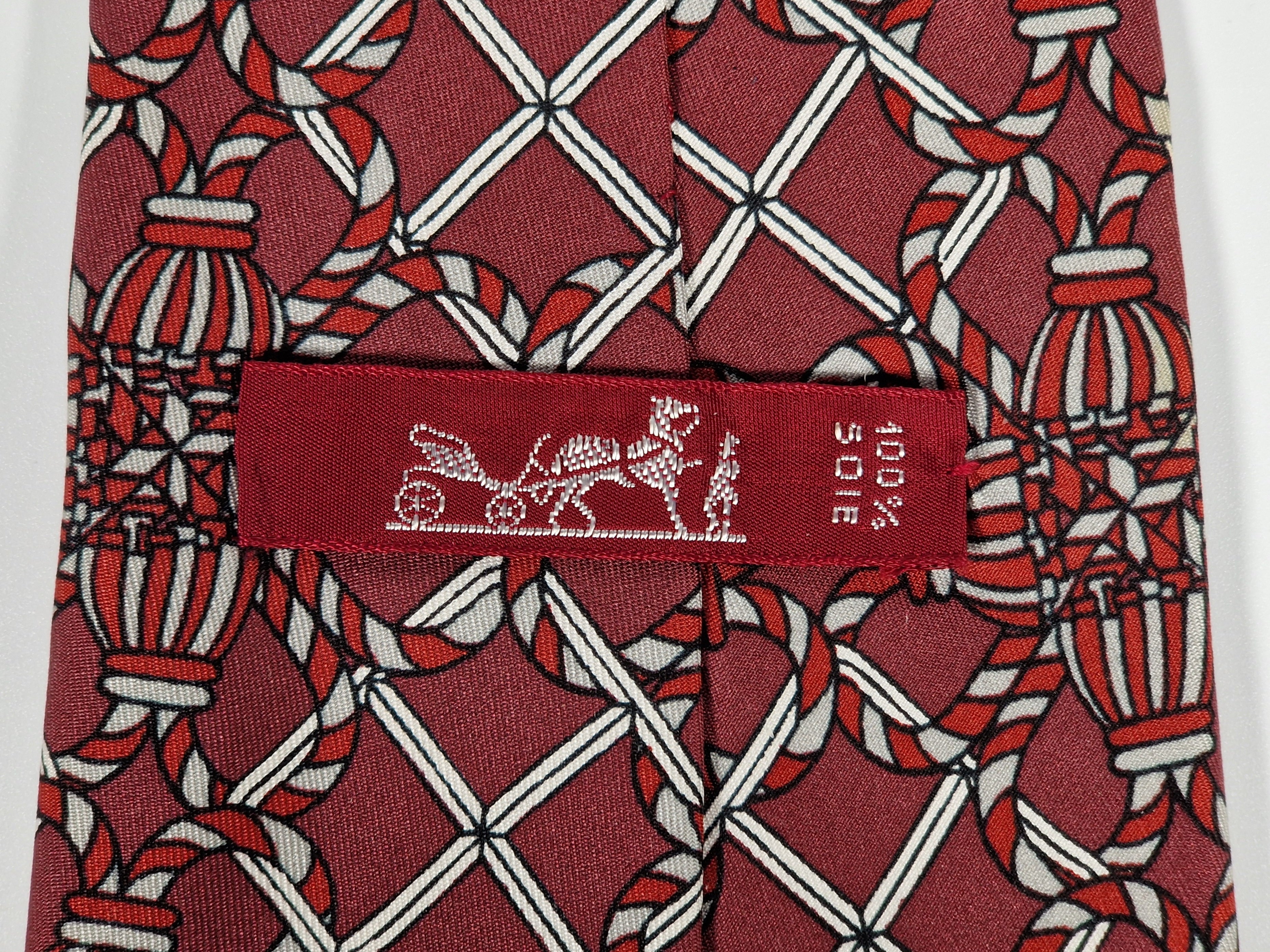 Hermés wide vintage silk tie red 590 SA