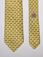 605676 Hermès tie yellow whimsical seahorse and jockey 605676 PA