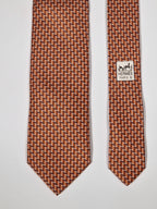605680 Hermès tie orange H pattern 605680 PA