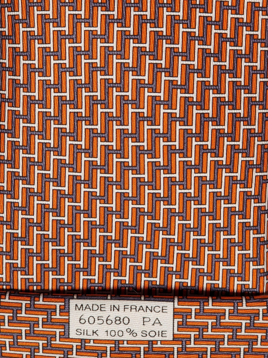 605680 Hermès tie orange H pattern 605680 PA