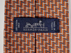605680 Hermès tie orange H pattern 605680 PA