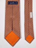 605680 Hermès tie orange H pattern 605680 PA