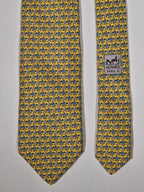Hermès silk tie yellow octopus and seastar whimsical pattern 605686 PA