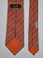 Hermès silk tie orange key pattern "UBS Bank Switzerland" 605703 FA